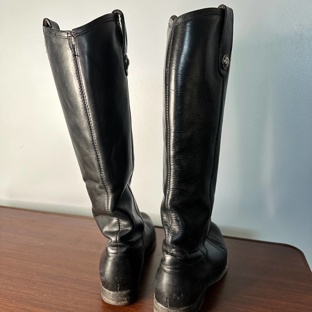 Frye Melissa Button Pull On Black Riding Boots Size 6B - Picture 9 of 13